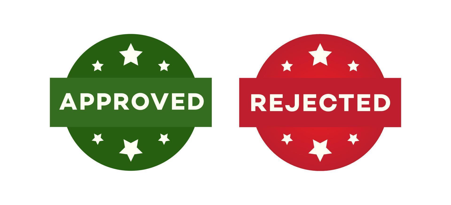 Approved and rejected label set isoalted on white background vector