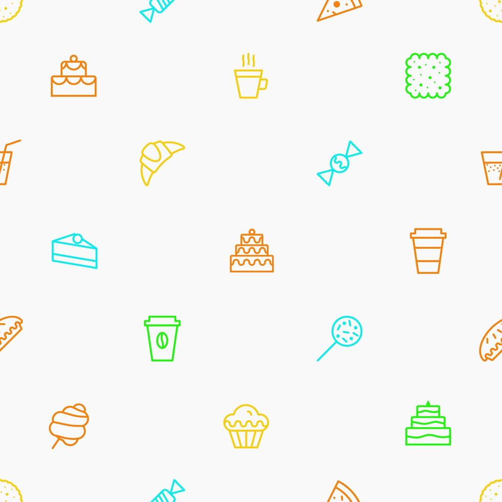 vector seamless pattern with dessert and cupcake icons