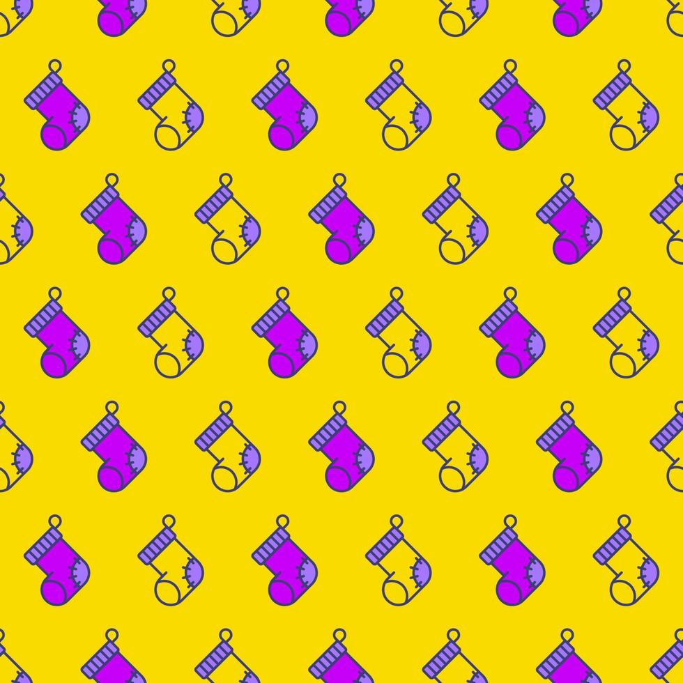 patrón de calcetines de navidad estilo de color plano sobre fondo amarillo para tarjeta de felicitación vector