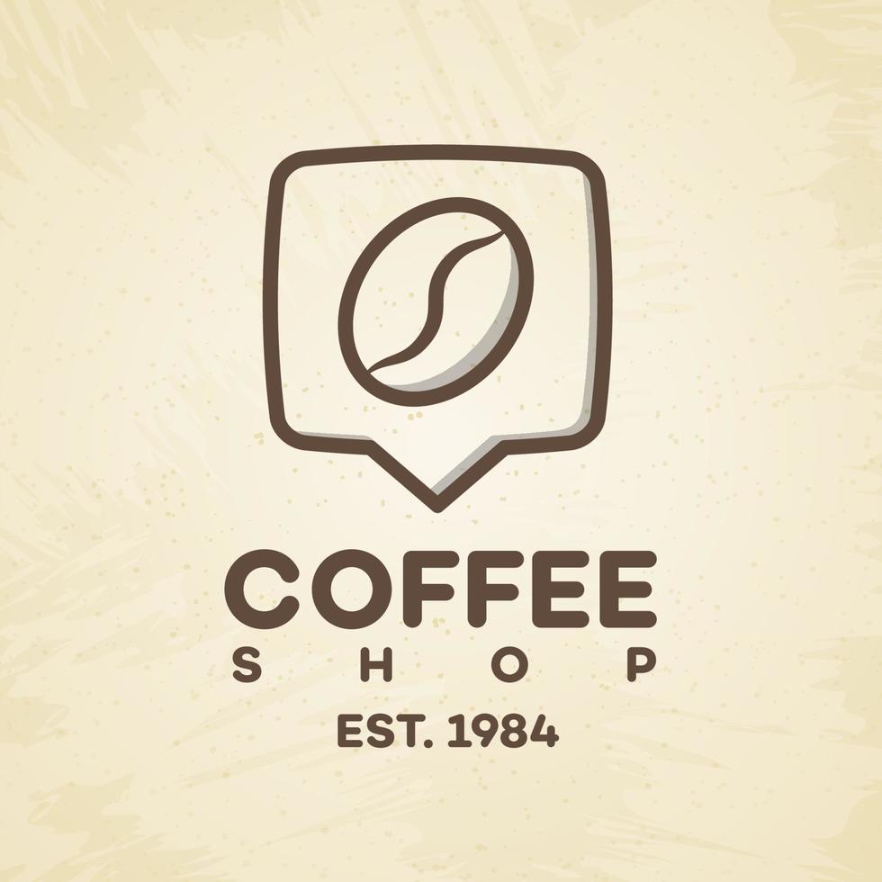 logotipo de la cafetería con pin y estilo de línea de granos de café aislado en el fondo para café, tienda vector
