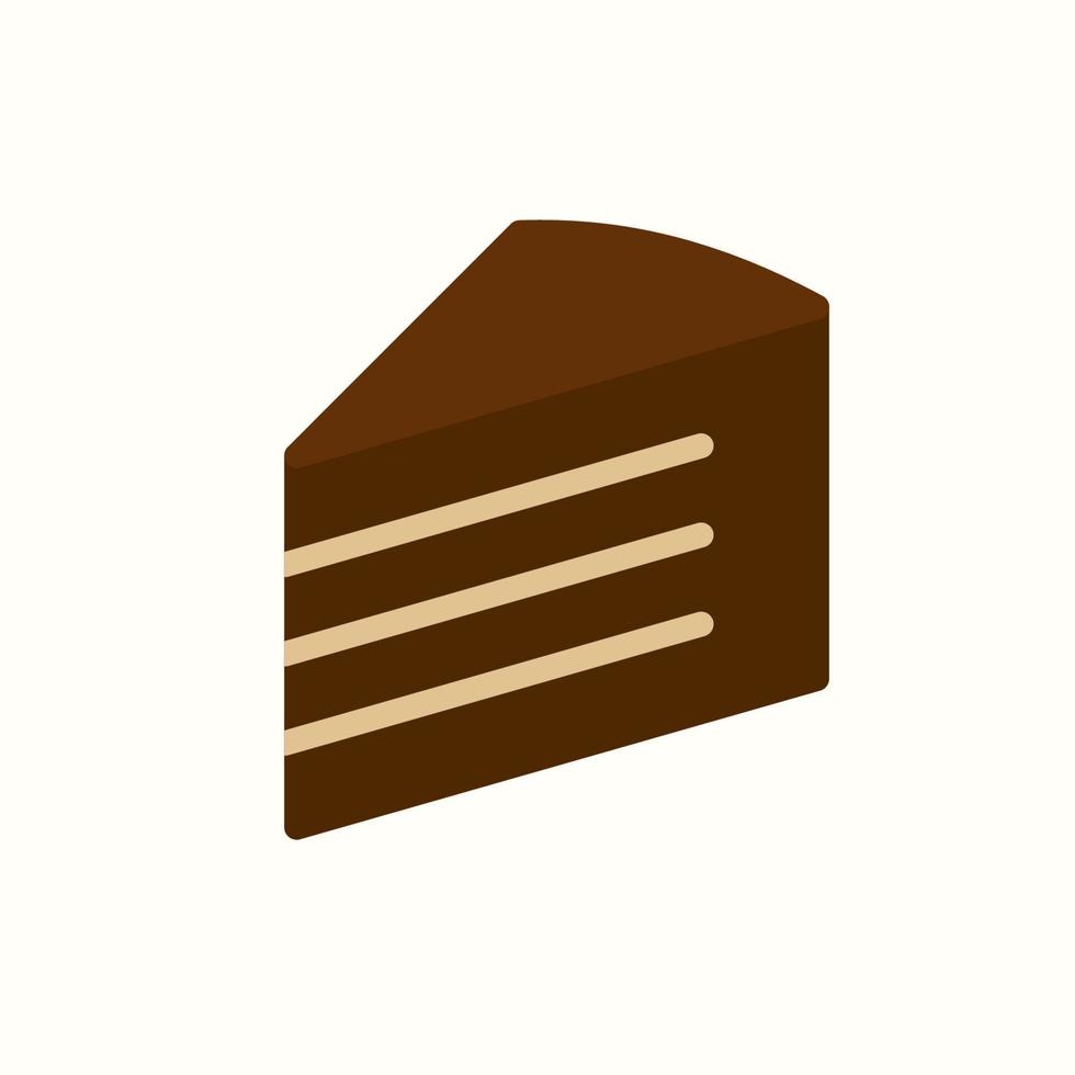 Pedazo de icono de vector de pastel de chocolate