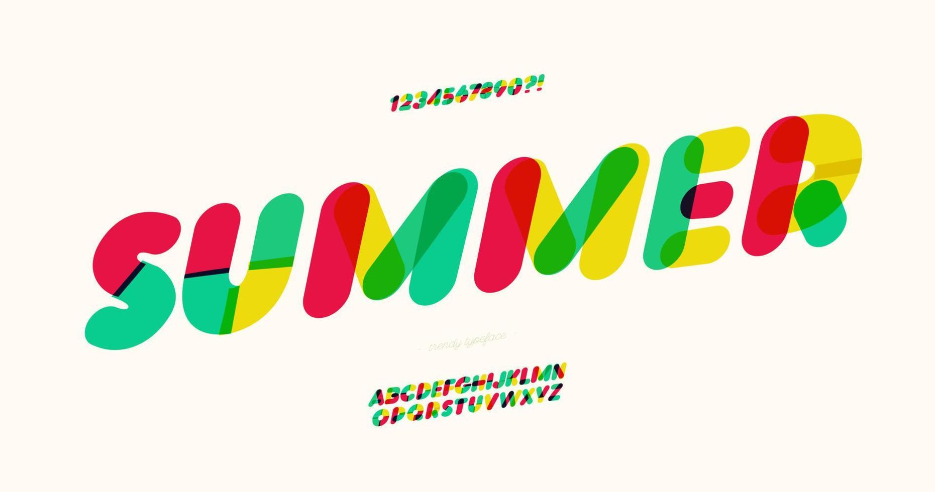 Vector summer font colorful style modern typography