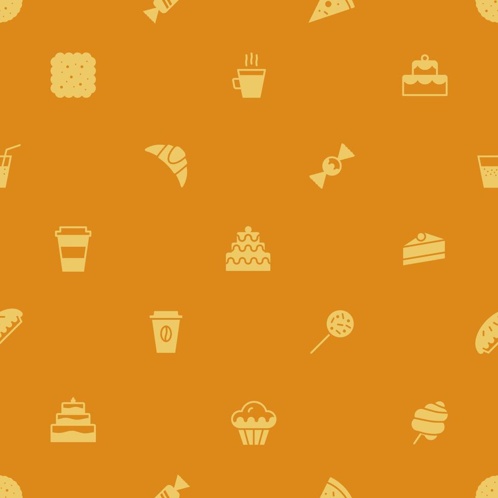 patrón sin costuras con iconos de postre color estilo plano vector