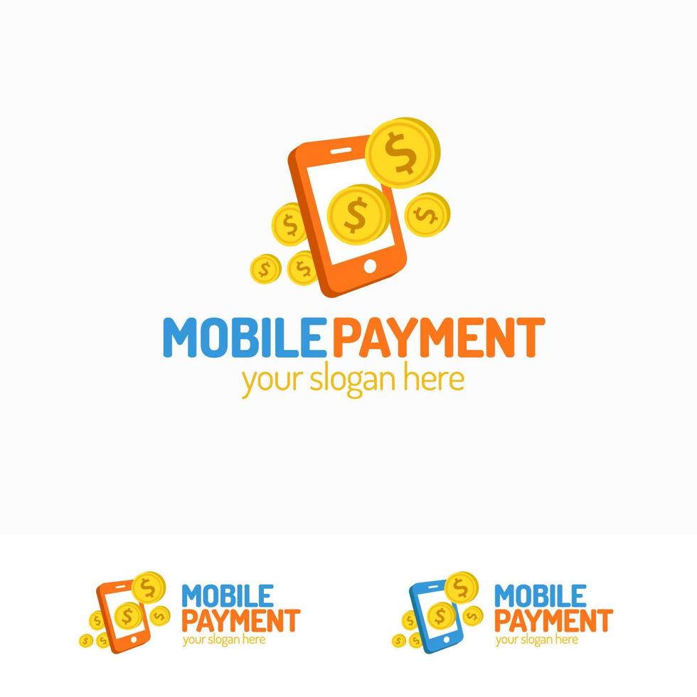 Mobile payment logo set with phone and money vector