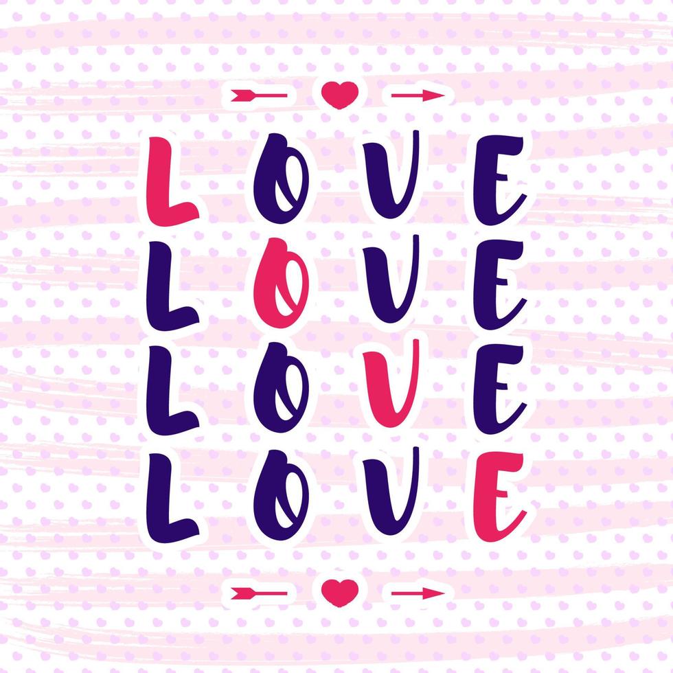 Happy Valentine's day greeting card on lovely background and label with wish love. Holiday decoration element. Vector illustration