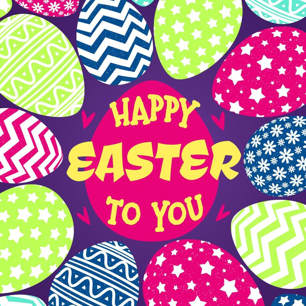 Happy easter to you card with eggs on purple background for decoration, banner sale vector