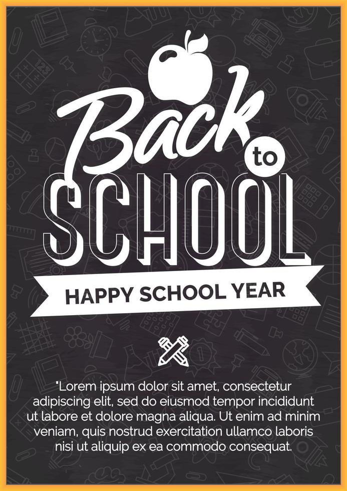 Back to school card with white label on black chalkboard vector