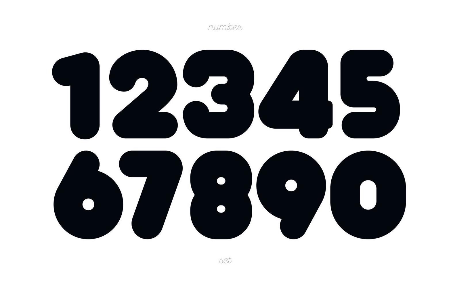 Set of numbers bold style trendy typography vector