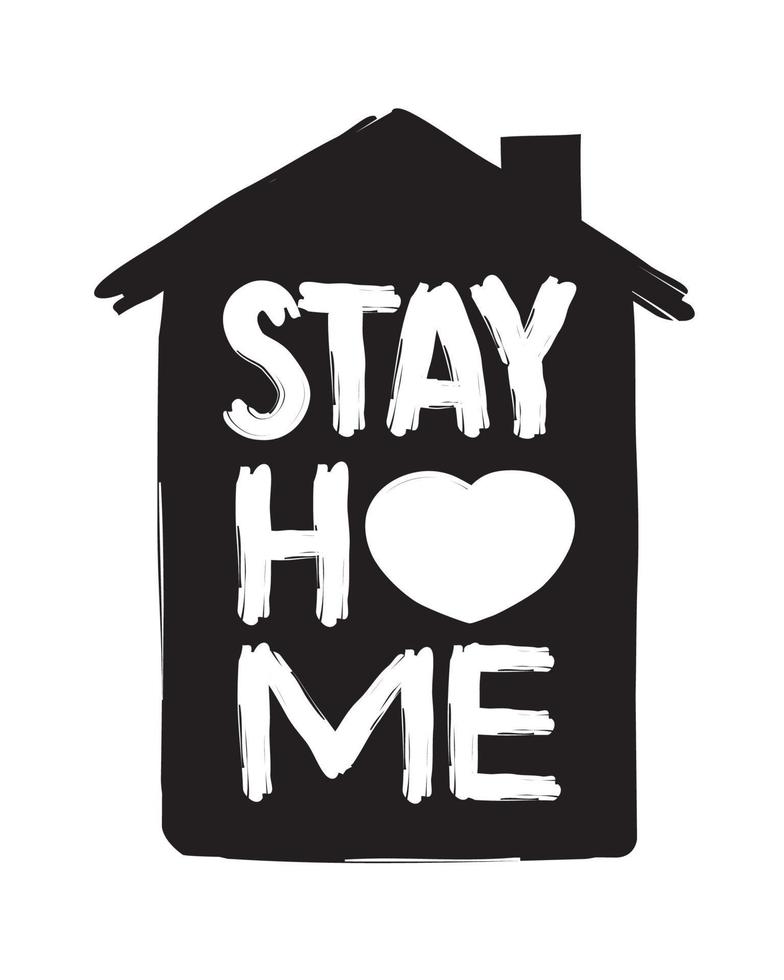 Stay home - hand drawn quote vector