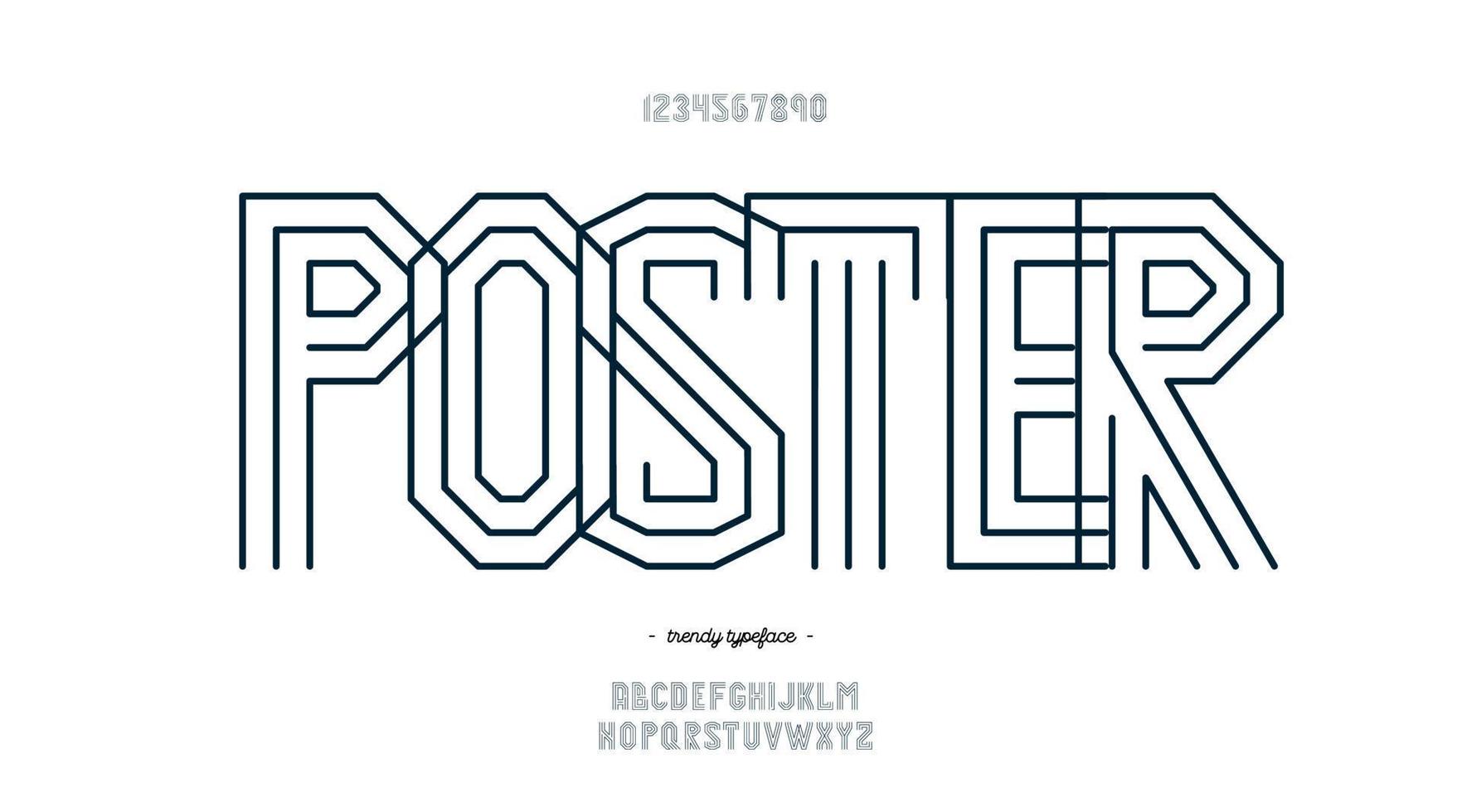 Vector poster font line style modern typography