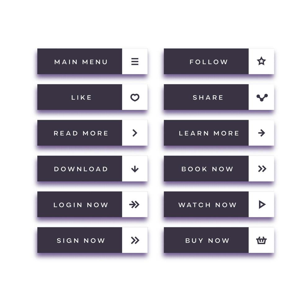 Set of button trendy simple style vector