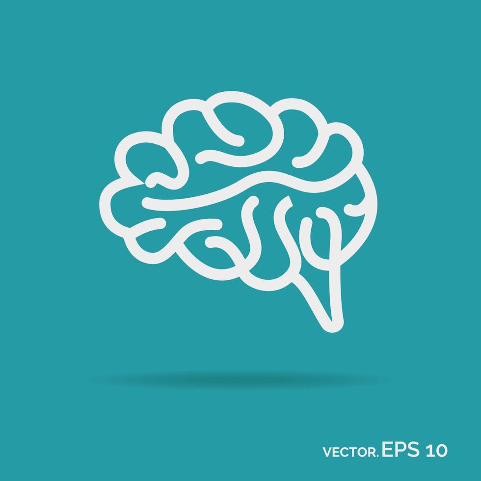 Brain outline icon white color isolated on background. vector