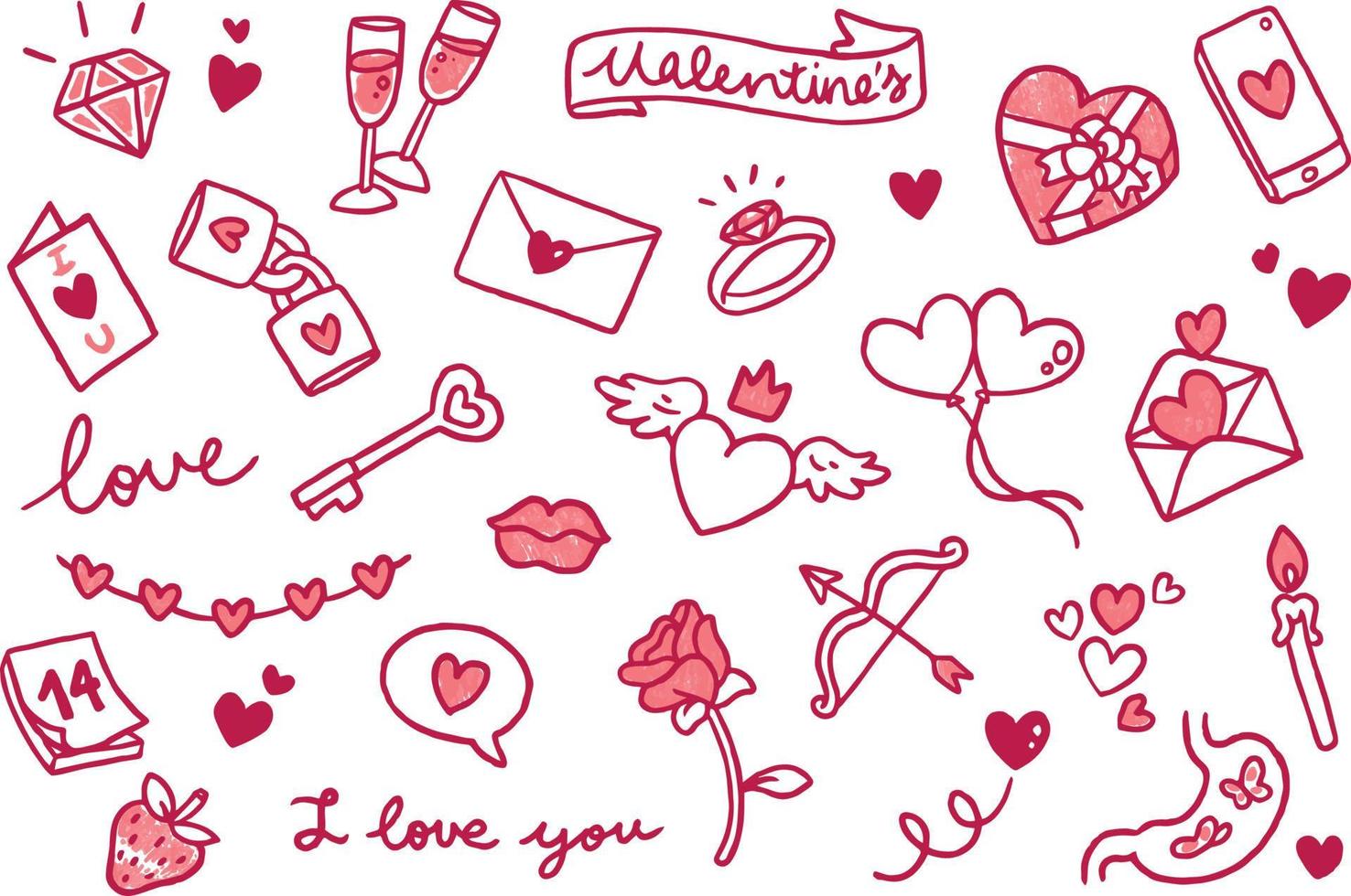 Set of Valentines Day Doodles vector