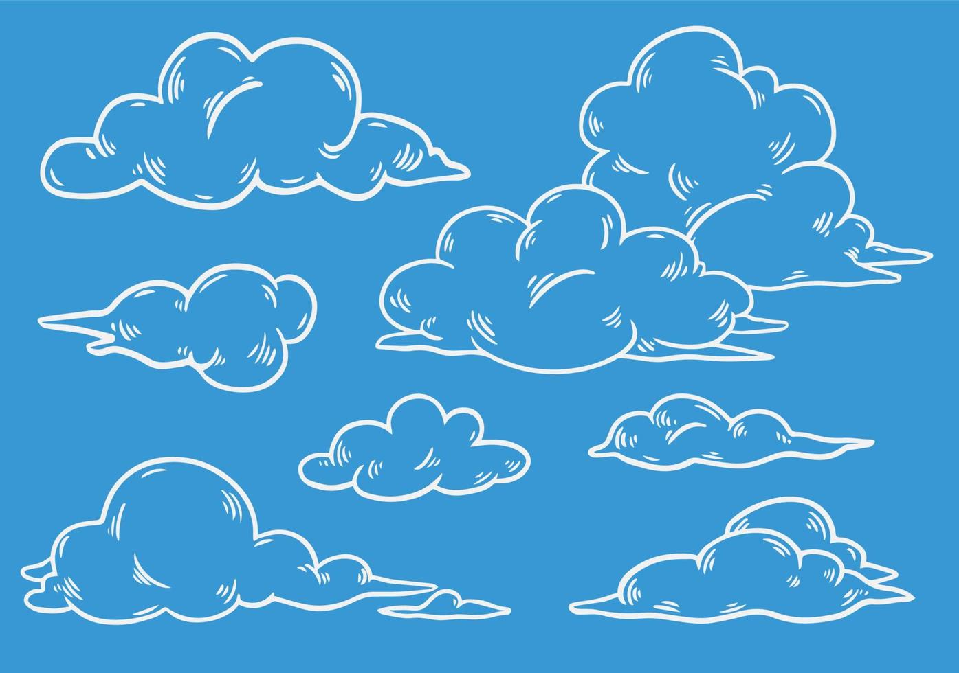 conjunto de garabatos de nubes dibujadas a mano vector