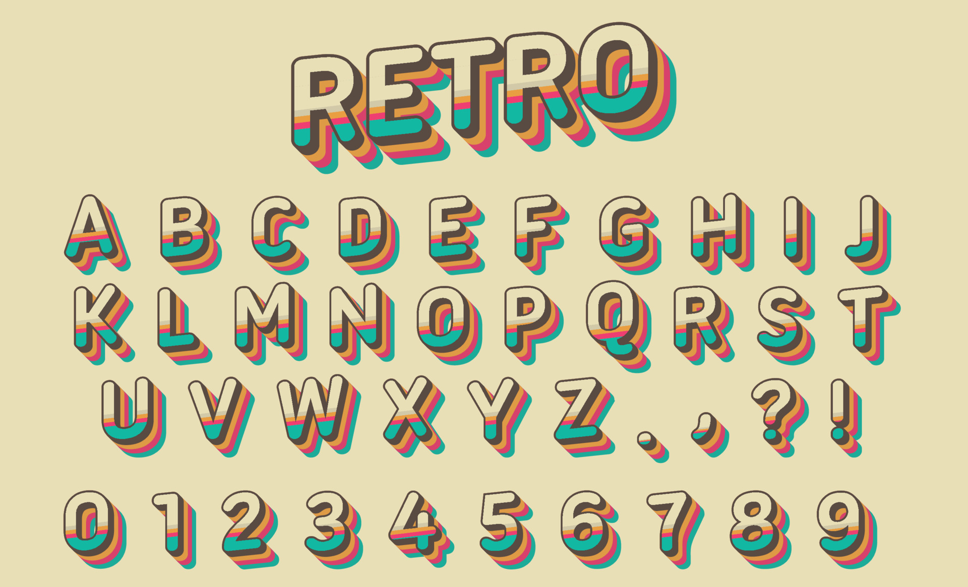 Retro 70S Alphabet 7657338 Vector Art at Vecteezy