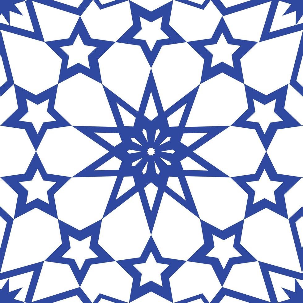 Blue arabic geometric pattern vector