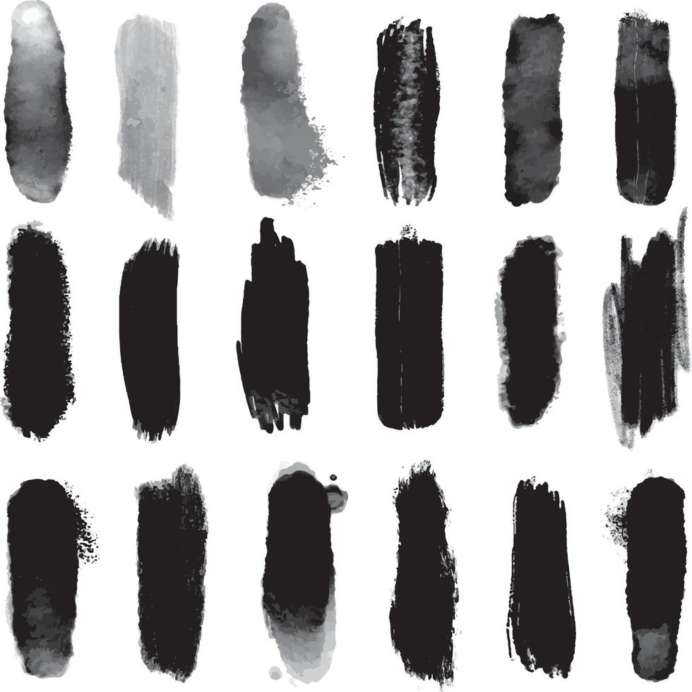 Set of black brushstrokes vector