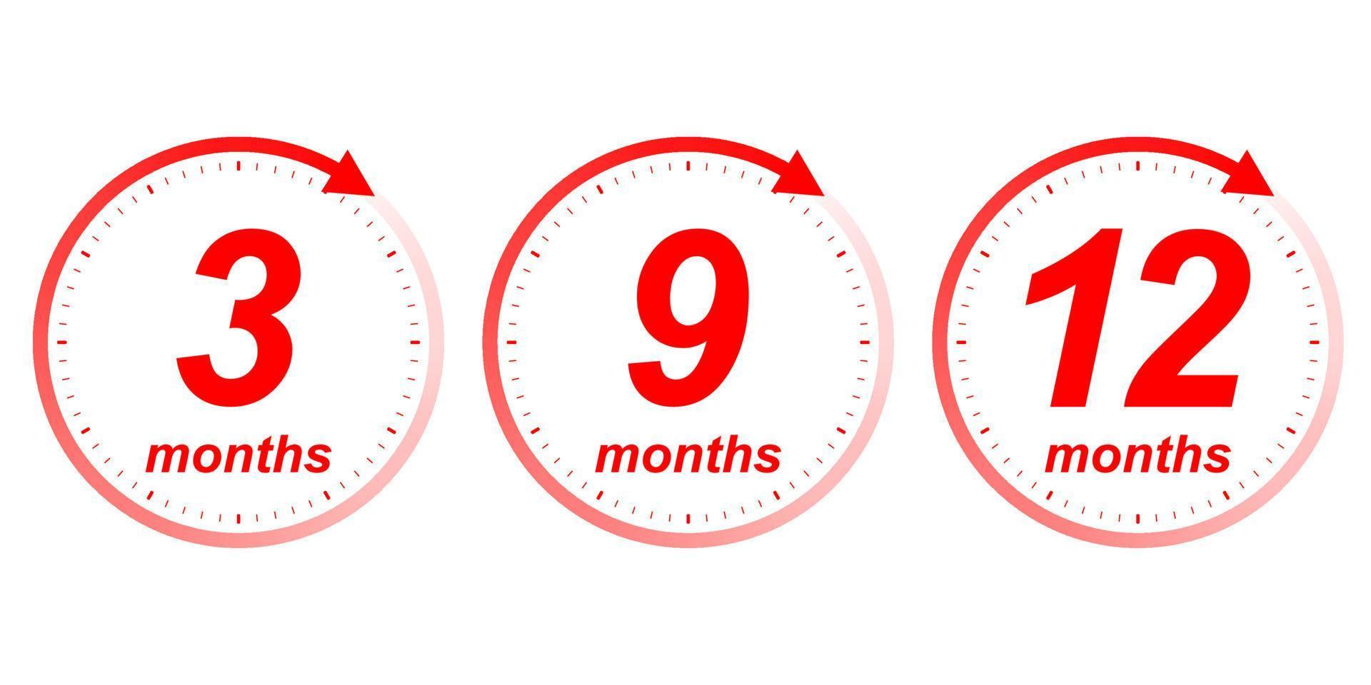 Months clock arrow vector