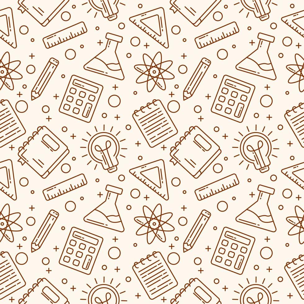 School Supplies Outline Seamless Pattern vector