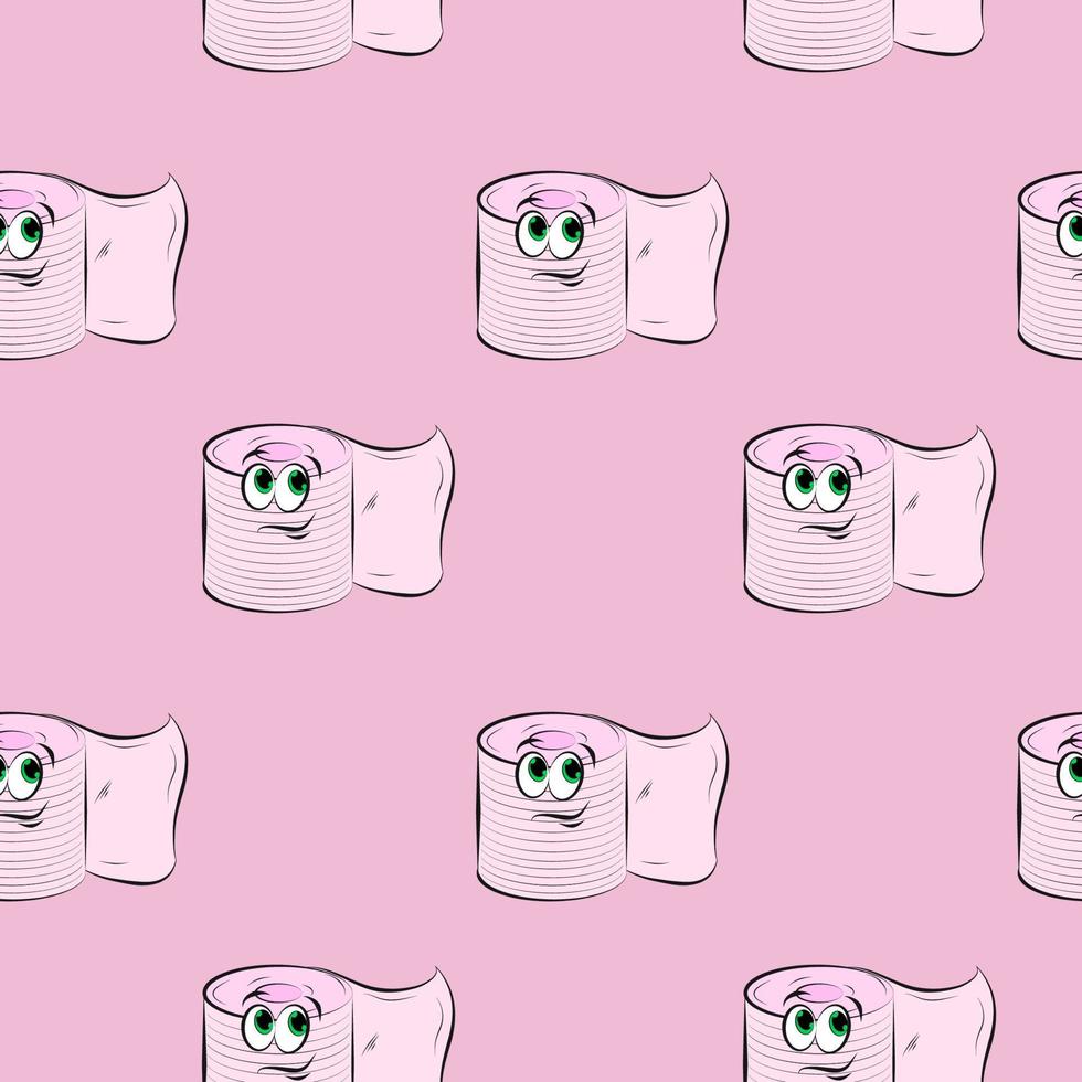 Seamless background with cartoon toilet paper vector
