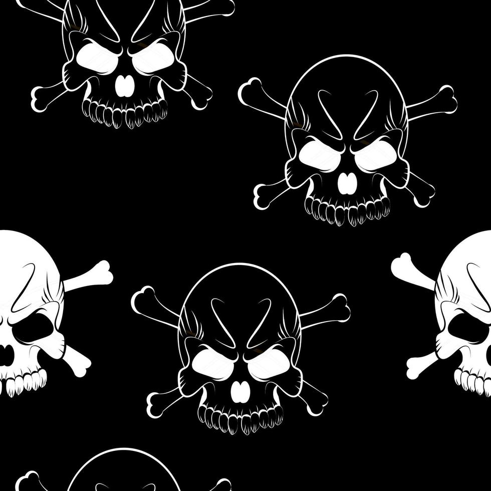 Seamless pattern with skulls vector