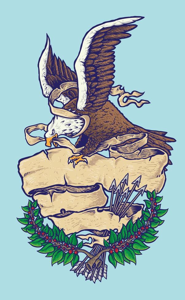ilustración patriótica americana del águila calva vector
