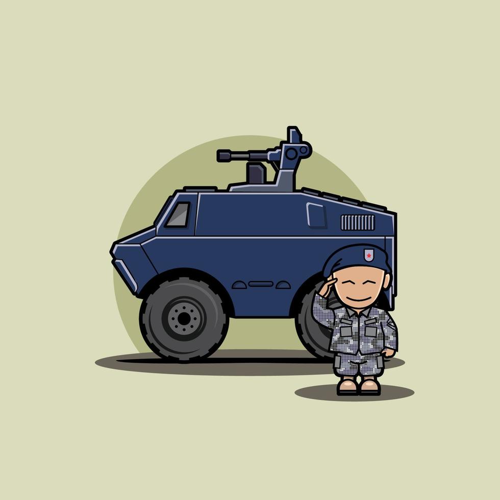 Iconic Cute Military Vehicle Armored Hummer With Soldier vector