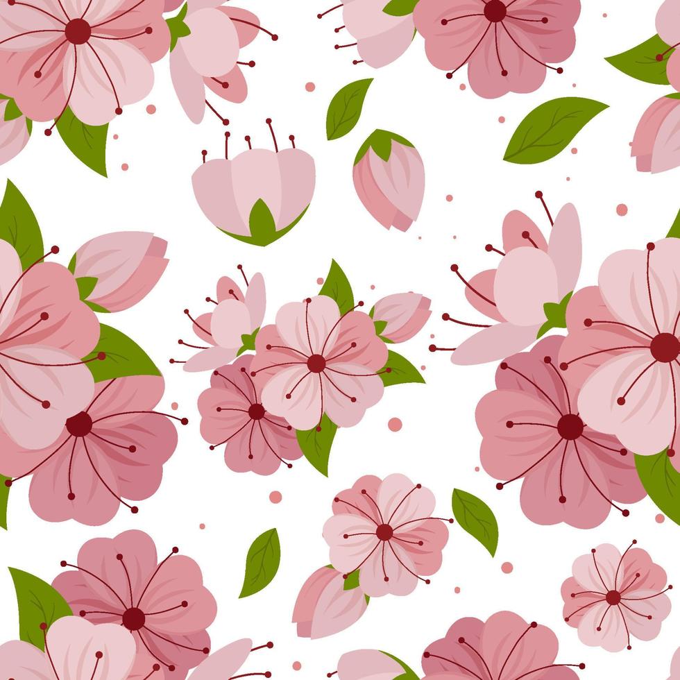 Seamless Pattern Cherry Blossom Cute Background vector