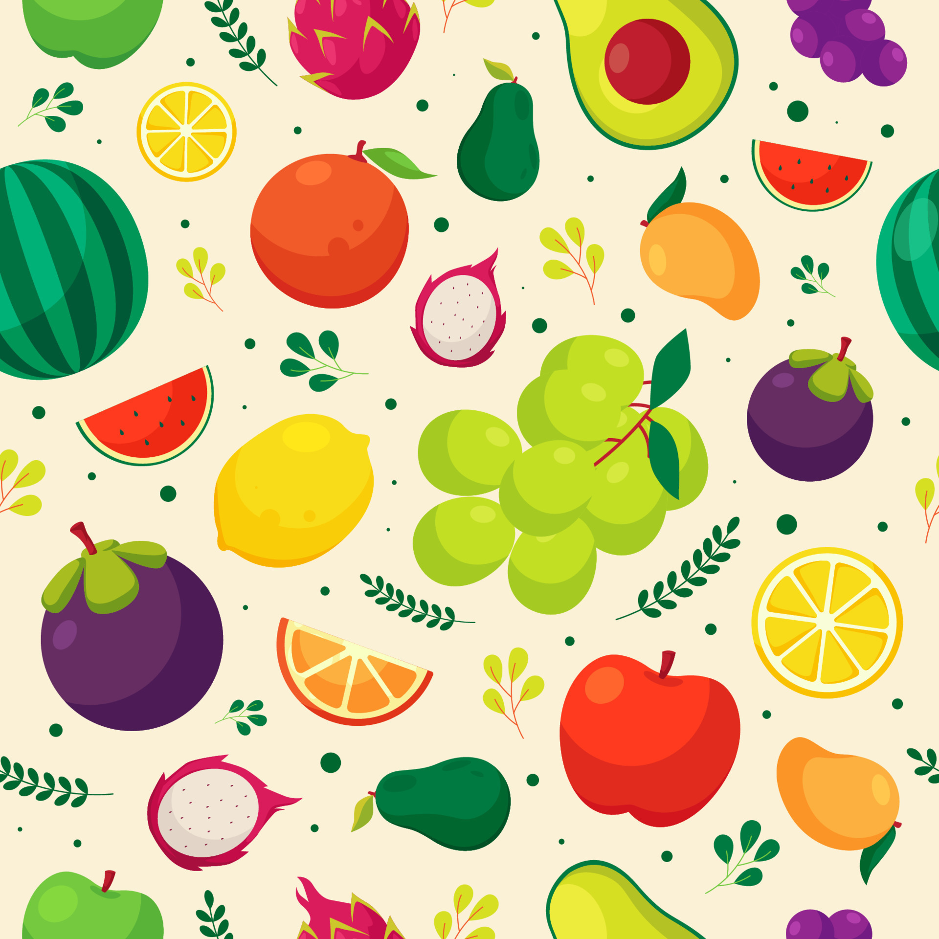 Tropical Fruits Seamless Pattern 7659383 Vector Art at Vecteezy