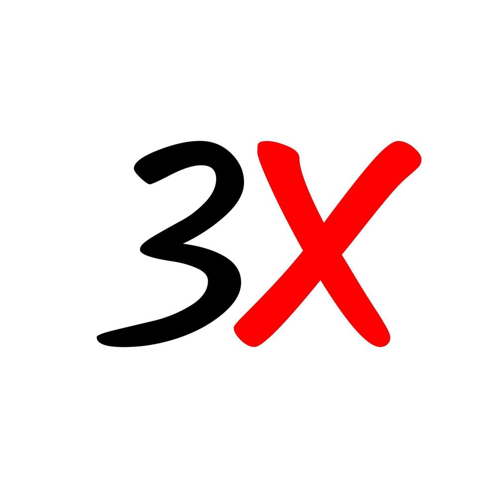 icono de signo 3x vector