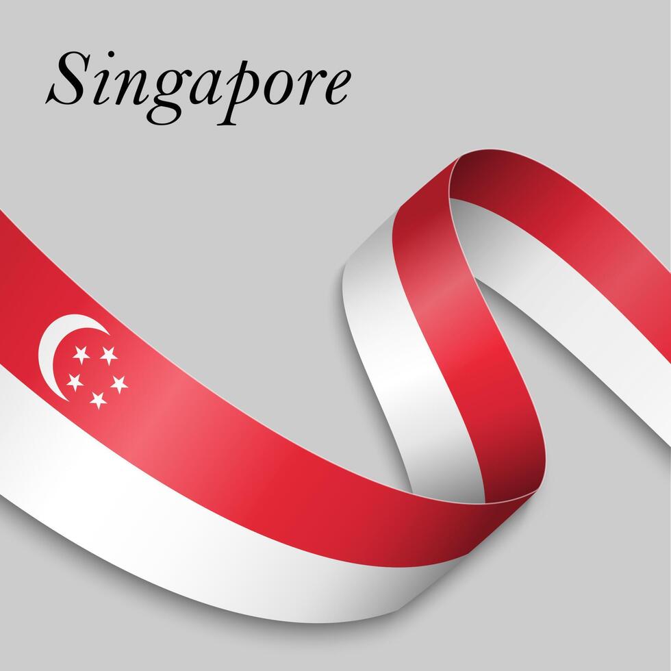Waving ribbon or banner with flag vector