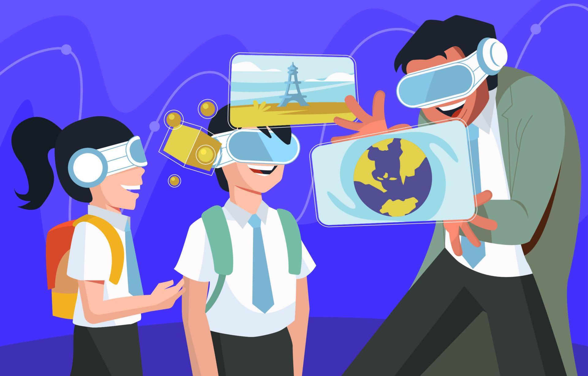 Education using VR Glasses 7660174 Vector Art at Vecteezy