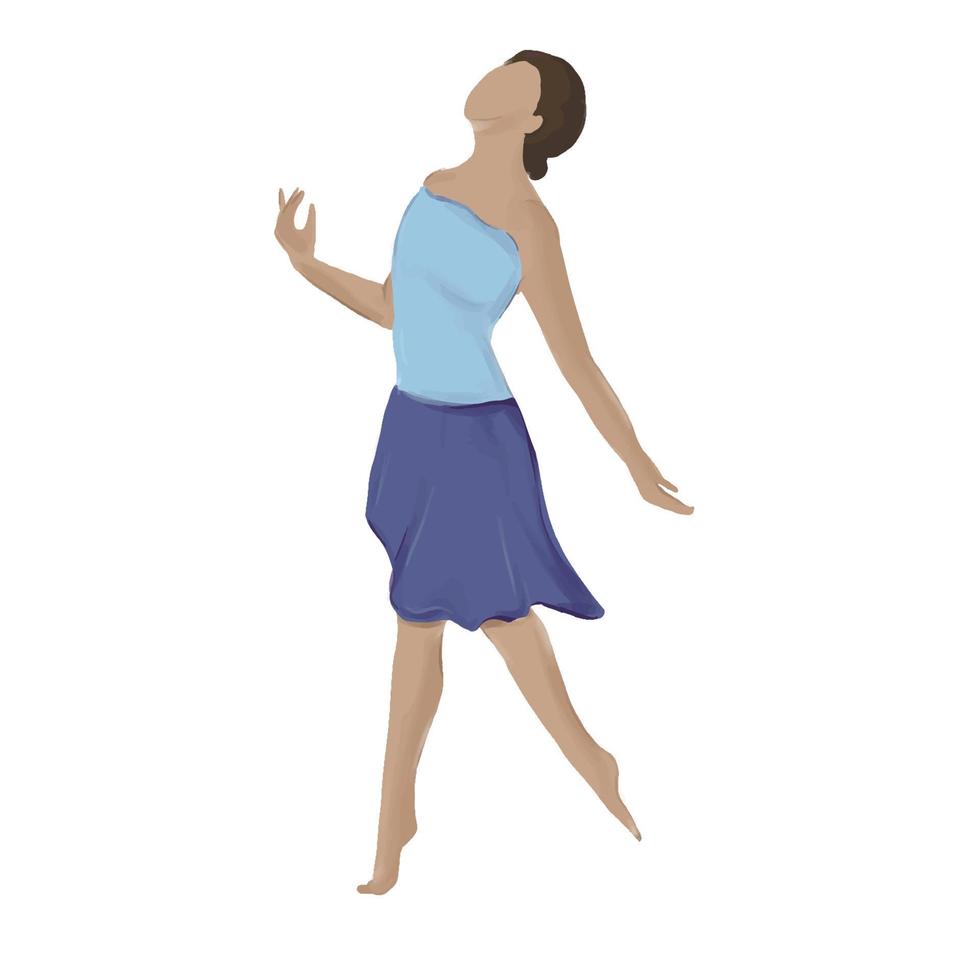 bailarina bailando bailes modernos en clase de salón de baile, ilustración vectorial vector