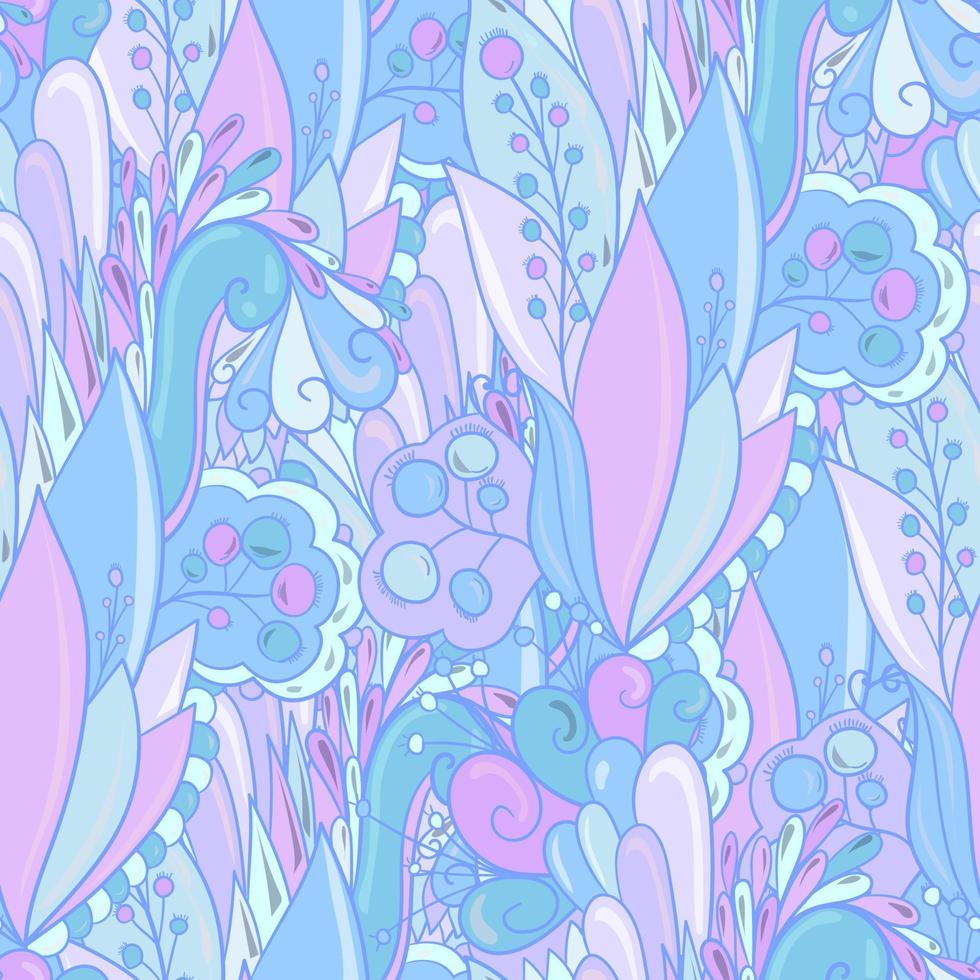Floral seamless pattern with leaves, flowers and berries. vector