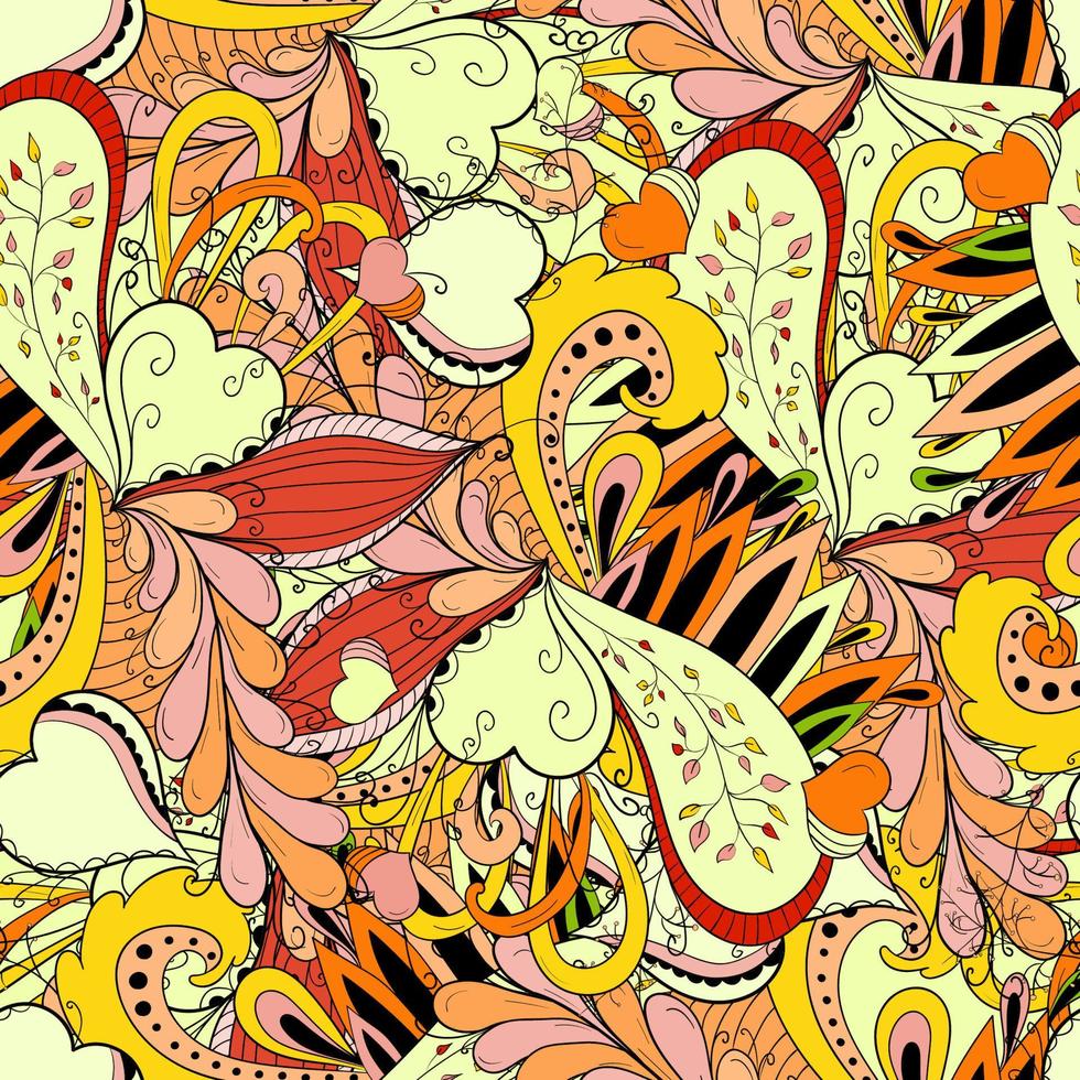 Seamless pattern of leaves, flowers and berries. Floral background vector