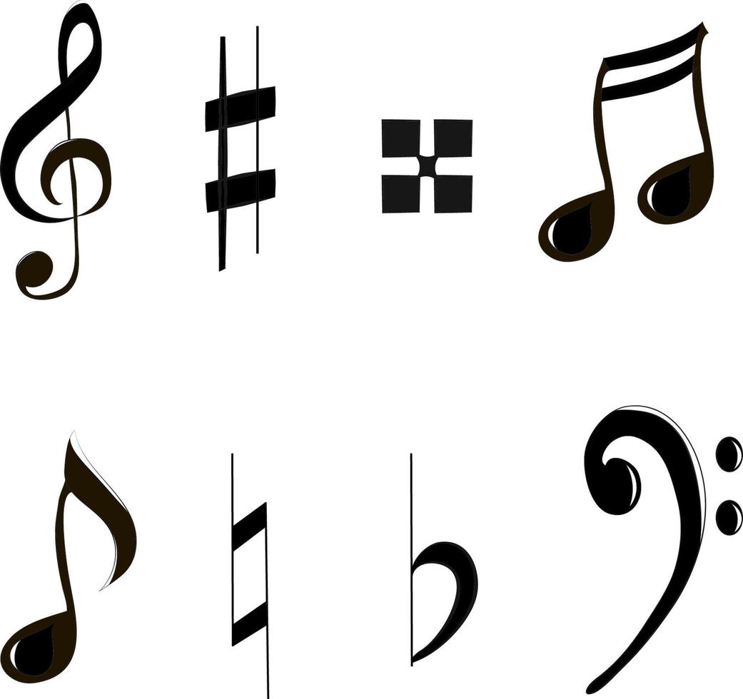 conjunto de silueta de notas musicales vector