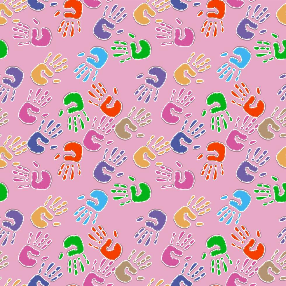 Seamless background with traces of hands vector