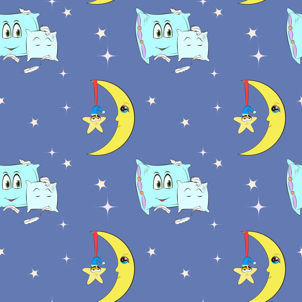 Childish background with moon and stars vector