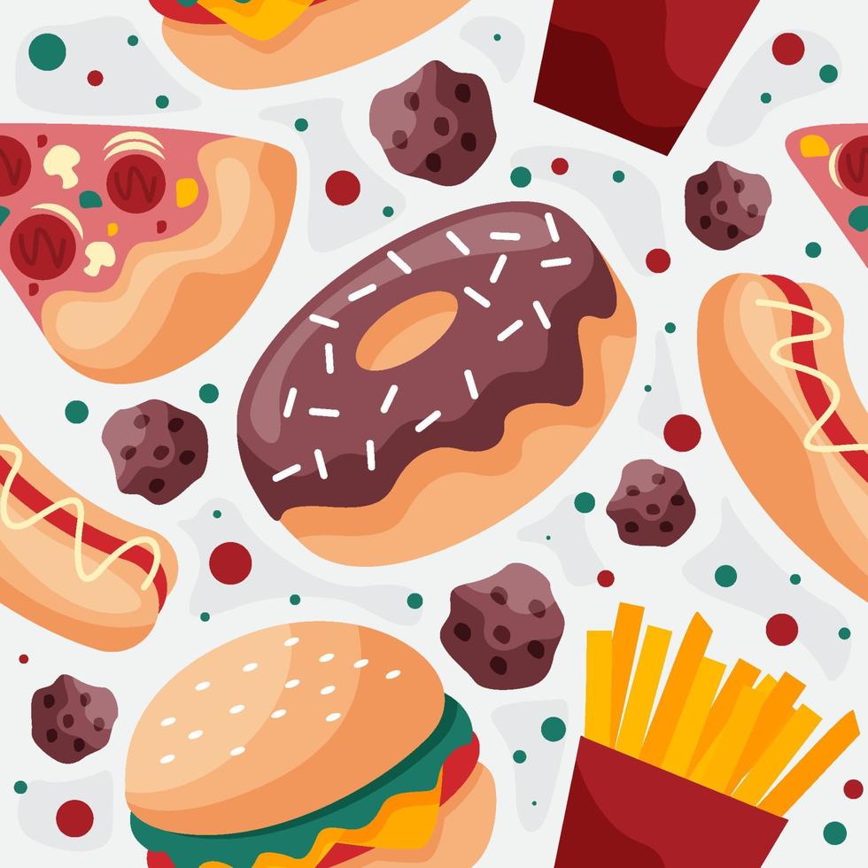 Junk Food Seamless Pattern vector