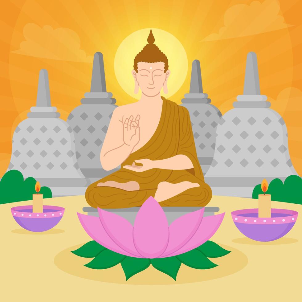 Asahna Bucha Day Illustration Concept vector