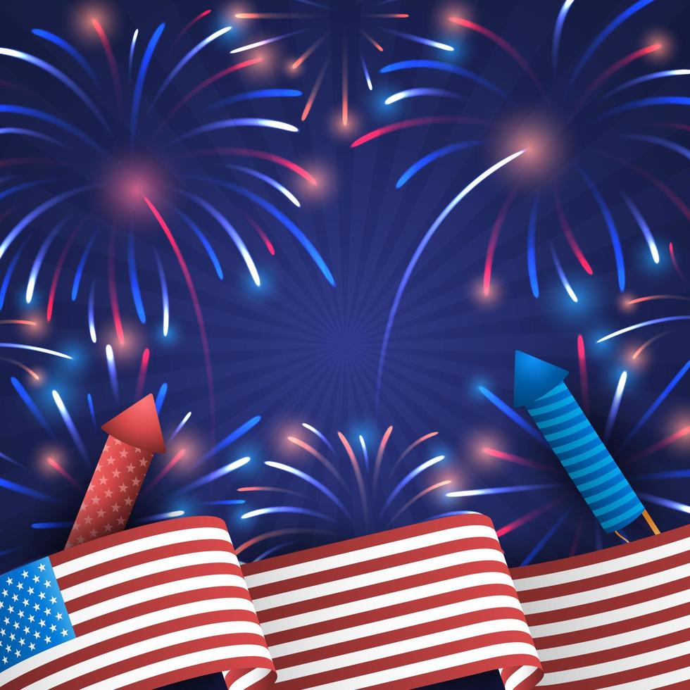 4th of July Background with Fireworks vector