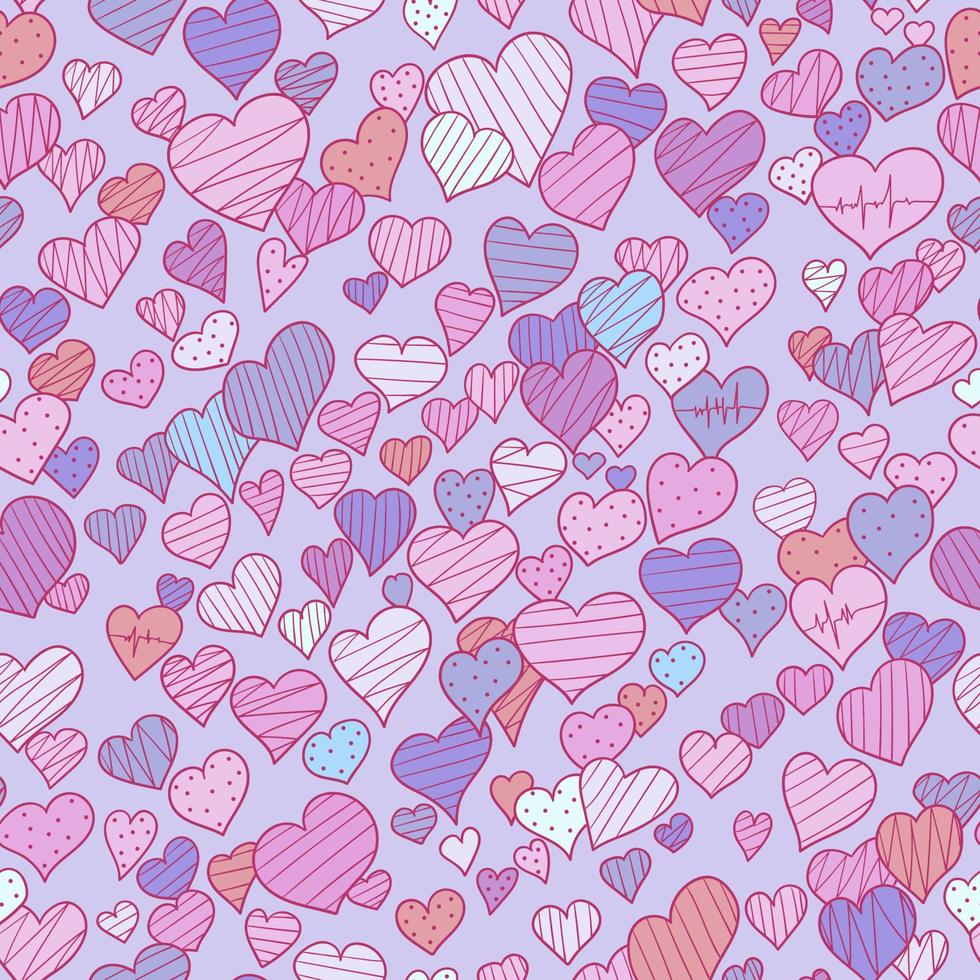 hand-drawn doodle seamless pattern with hearts vector