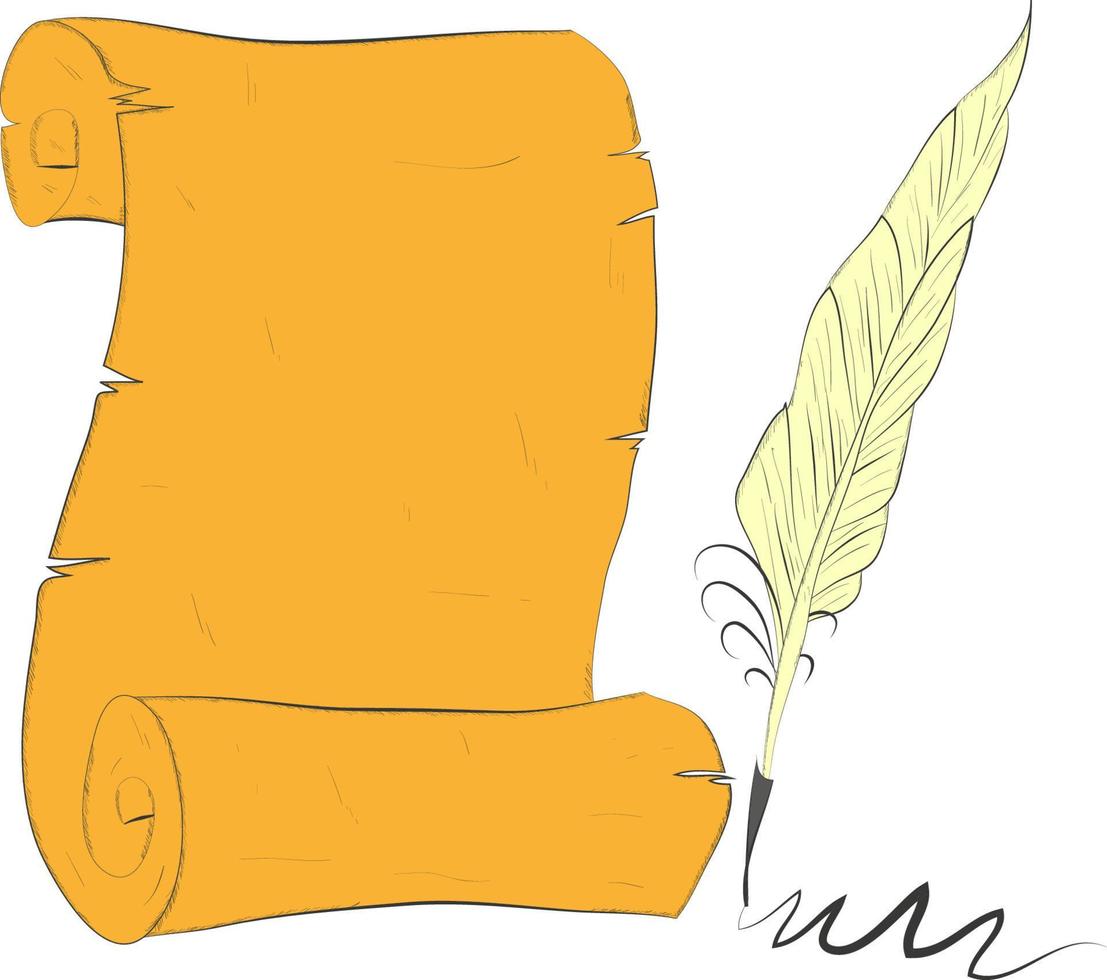 Pen and scroll for writing vector