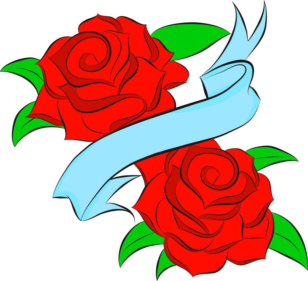 Roses with ribbon for your design vector