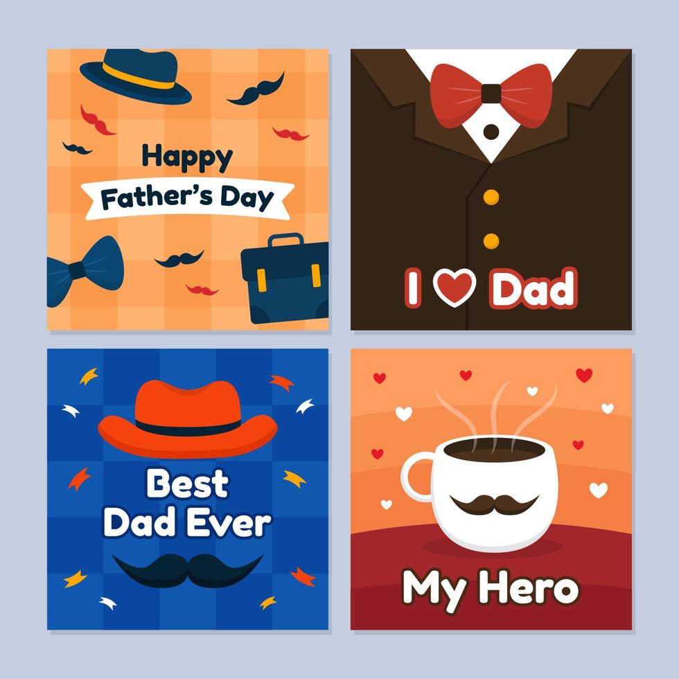 Father's Day Greeting Card Collection Set vector