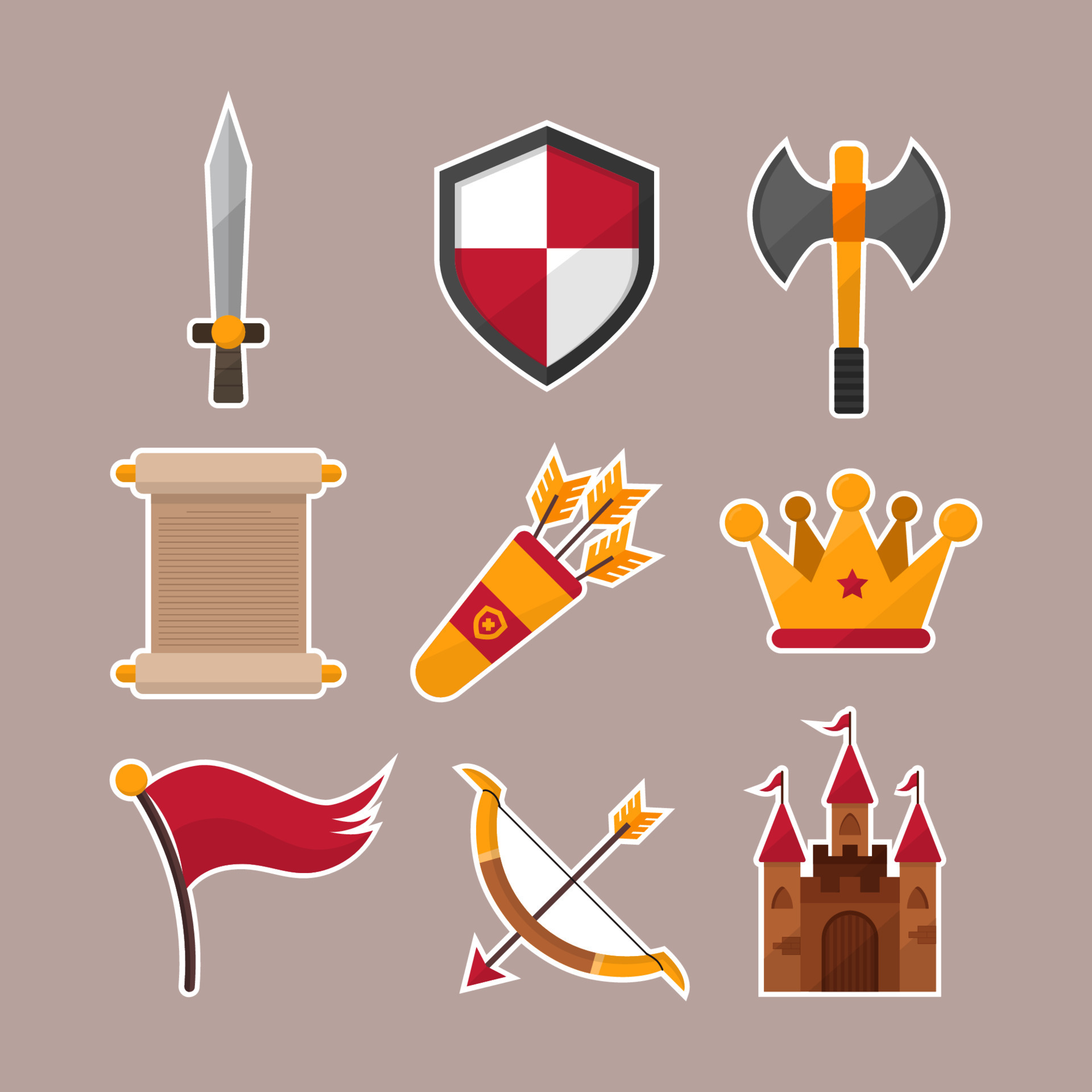 Medieval Kingdom Stickers Collection Set 7660348 Vector Art at Vecteezy