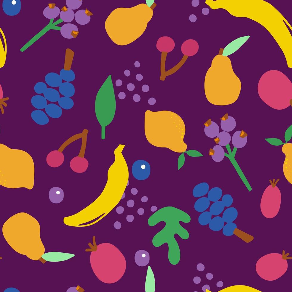 Abstract Seamless pattern. Hand drawn fruit in a simple shape vector