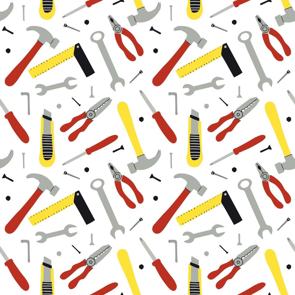 Seamless pattern of different construction instruments. Working tools and repair equipment vector