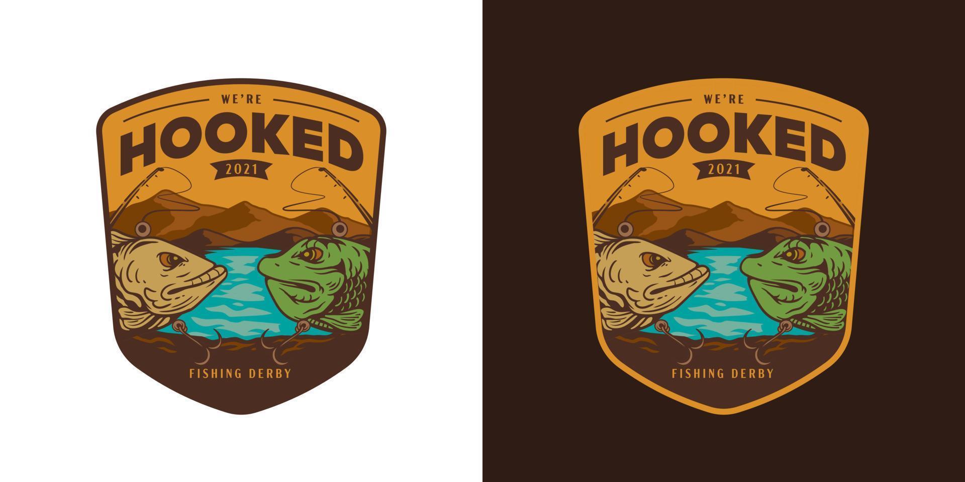 Vintage Fishing Competition Emblem. vector