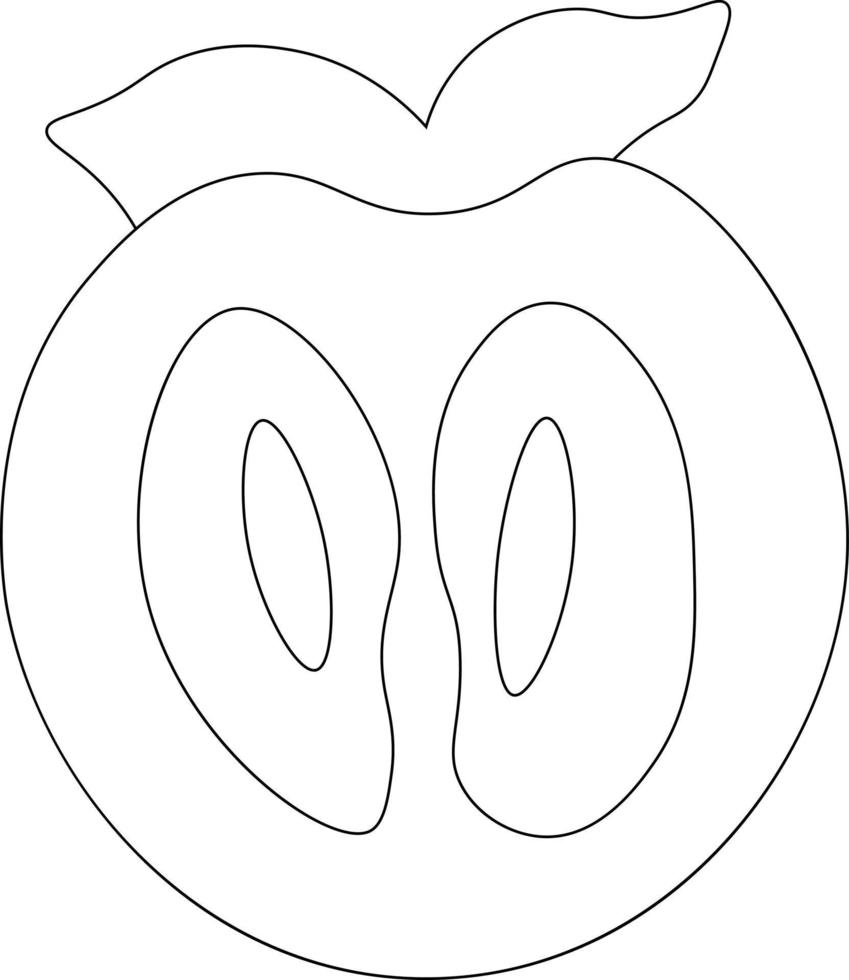 Drawn fruit half persimmon in black and white vector